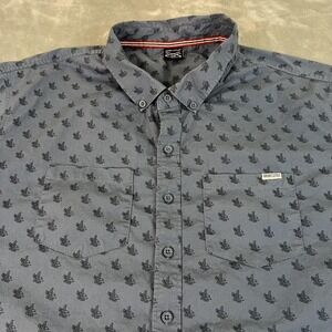 Grunt Style Shirt Mens 3XL Blue Short Sleeve Button Down Eagle Print Casual